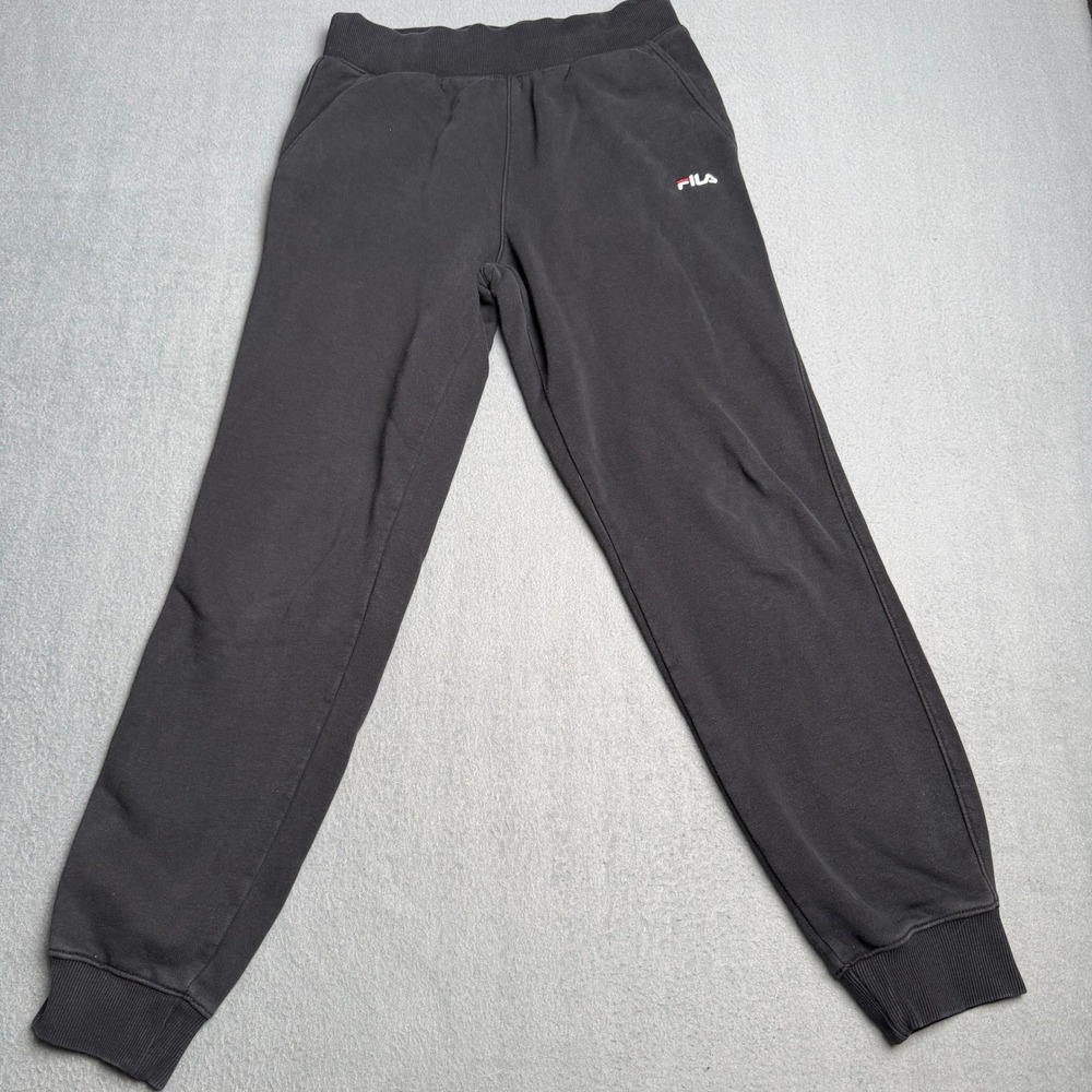 Fila Womens Black Fleece Joggers‎ Sweatpants Embroidered Logo Small